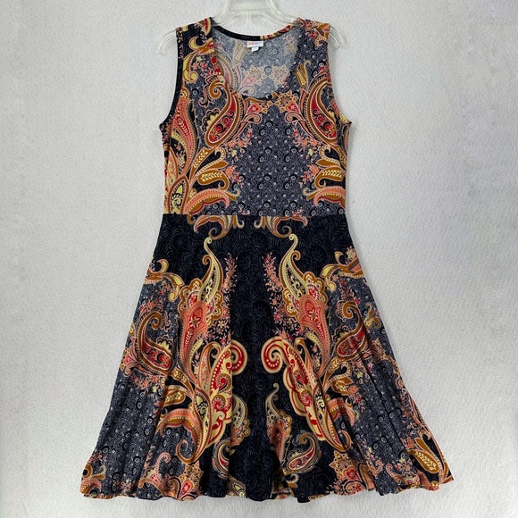 LuLaRoe Dresses & Skirts - LuLaRoe 2.0 XL BEAUTIFUL Navy Blue Paisley Knit Nikki Sleeveless Dress